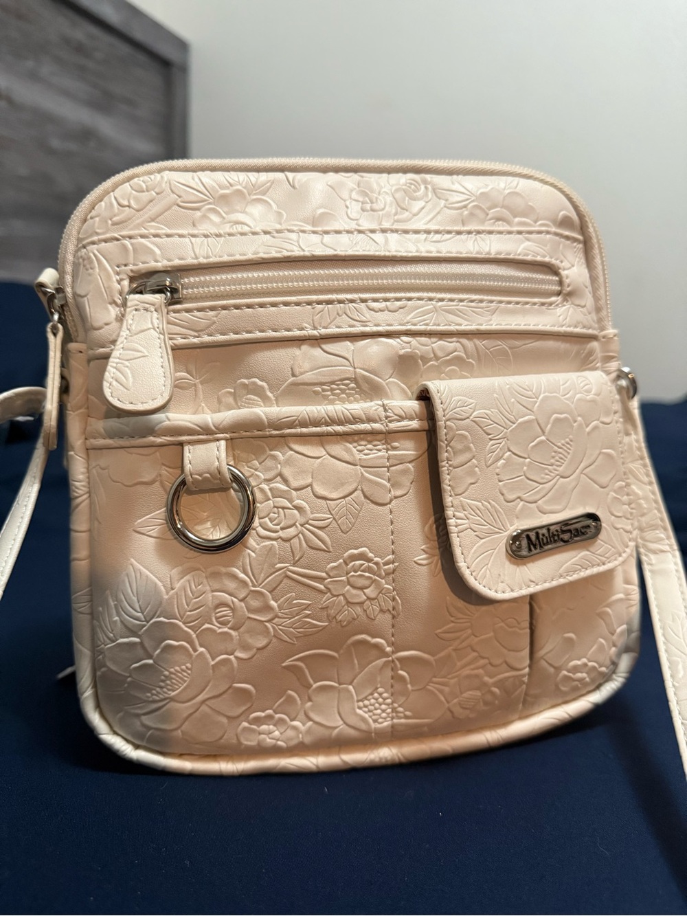 Molli Cream Floral Embossed Small Crossbody Bag